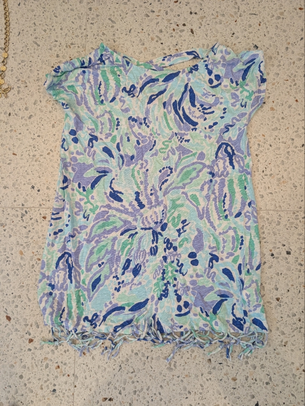 Women's Floral Print Swim Coverup - Blue & Mint
